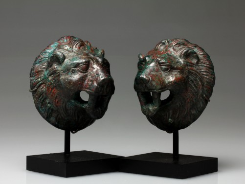 Pair of Roman Bronze Lion Handles