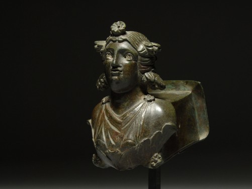 Roman Bronze Protome Bust of a Maenad
