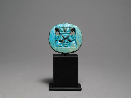 Egyptian Turquoise Openwork Bes Plaque