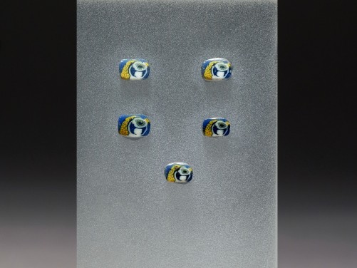 Five Mosaic Glass Falcon Inlays