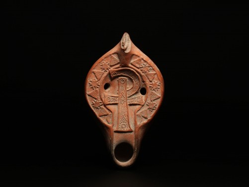 North African Oil Lamp with Chi-Rho