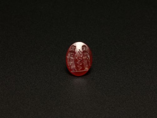 Roman Intaglio with Asclepius and Hygeia