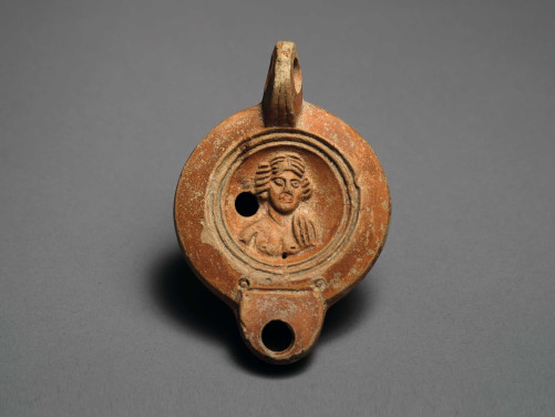 Roman Oil Lamp with Bust of Woman