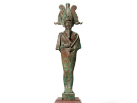 A Large Egyptian Bronze Figure of Osiris
