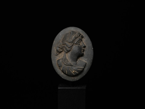Roman Basalt Cameo of a Maiden